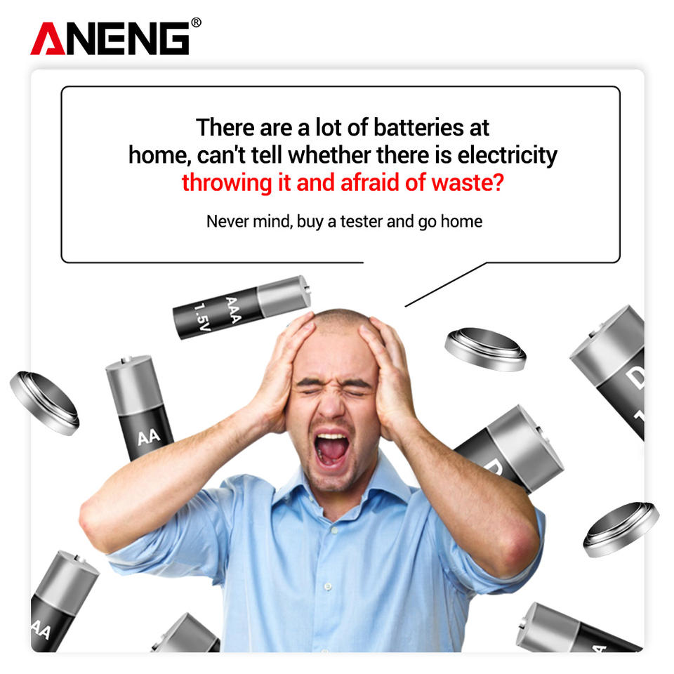 ANENG BT-168 alhliða rafhlöðumælir fyrir 1,5 og 9v rafhlöður. - Image 13