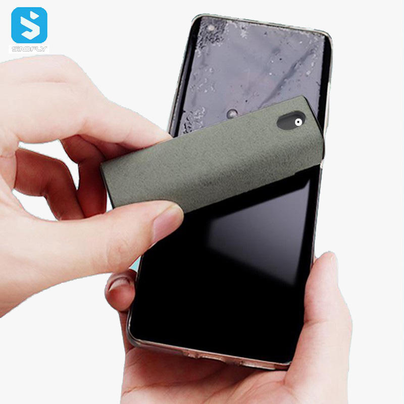 2-í-1 skjáhreinsir með úða og örtrefjaklút